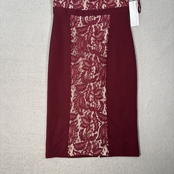 NWT Maggy London Cocktail‎ Dress Women’s Size 8 Wine Lace Romantic Holiday Sexy - Picture 4 of 16